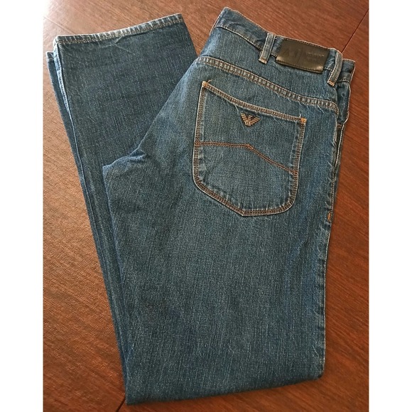 Armani J22 Jeans Mens Blue Straight Leg Tag 33X34 Measurements 34X33 #333C - Picture 1 of 12